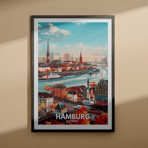 Hamburg print - Hamburg travel poster / Germany wall art print / Germany home decor / Travel wall art decor / Unique city poster