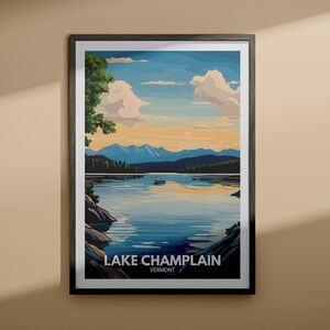 Impresión de Champlain - Póster del lago Champlain / Arte del lago de Vermont / Póster de viaje de Vermont / Impresiones de la naturaleza