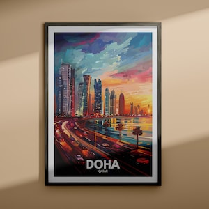 Doha Kunstdruck - Doha Reise Poster / Katar Wand Kunst / Katar Wohnkultur / Reise Wand Kunst Poster