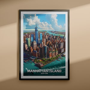 Manhattan print - Manhattan Island poster / New York island art / New York travel poster / Nature prints