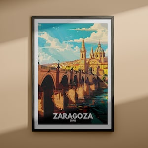 Impression de Saragosse - Affiche de voyage de Saragosse / Impression d'art mural Espagne / Décoration d'intérieur Espagne / Déco d'art mural de voyage / Poster unique de la ville