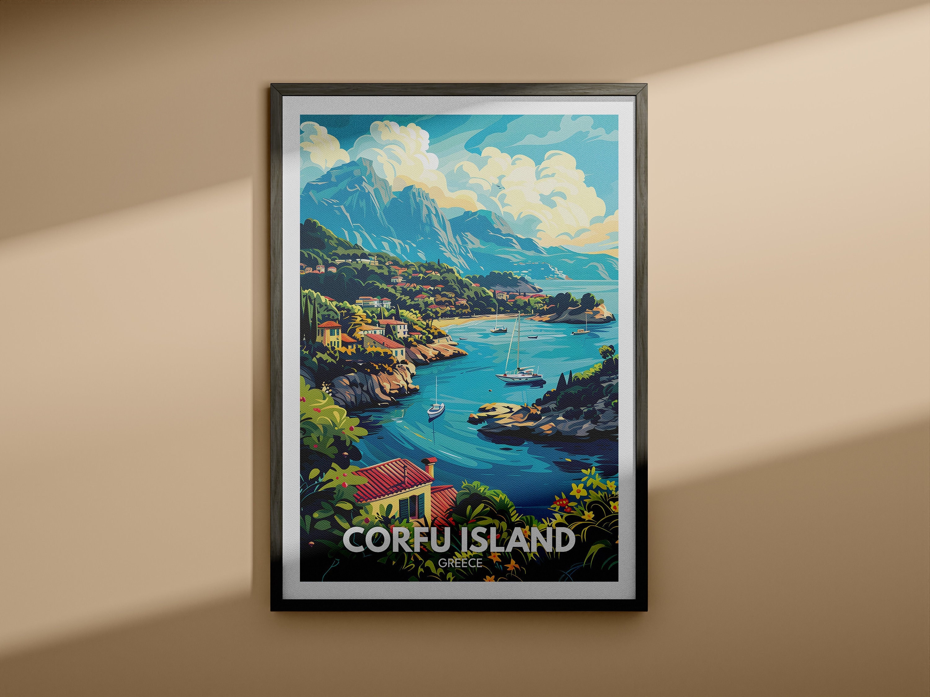 Corfu print - Corfu Island travel poster / Greece wall art print / Greek Islands poster / Greek wall decor poster / Mediterranean poster