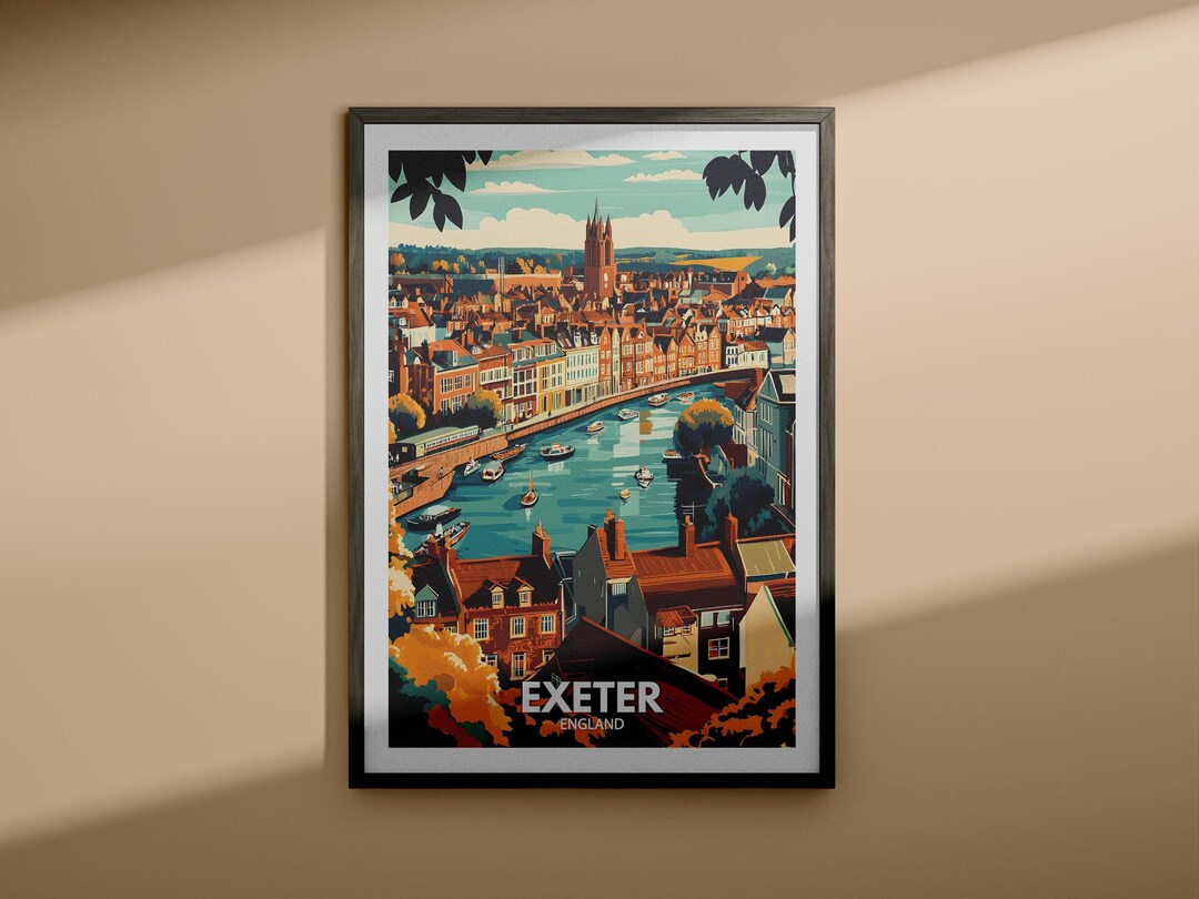 Exeter Print Exeter Travel Poster / England Wall Art Print / England