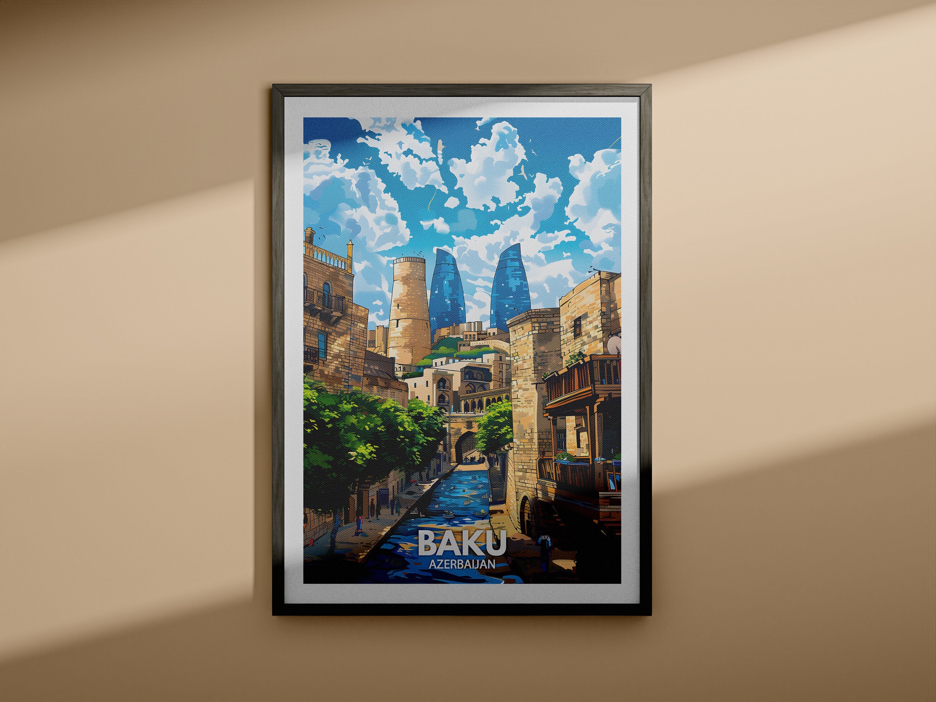 Baku Art Print - Baku Travel Poster / Azerbaijan Wall Art Print