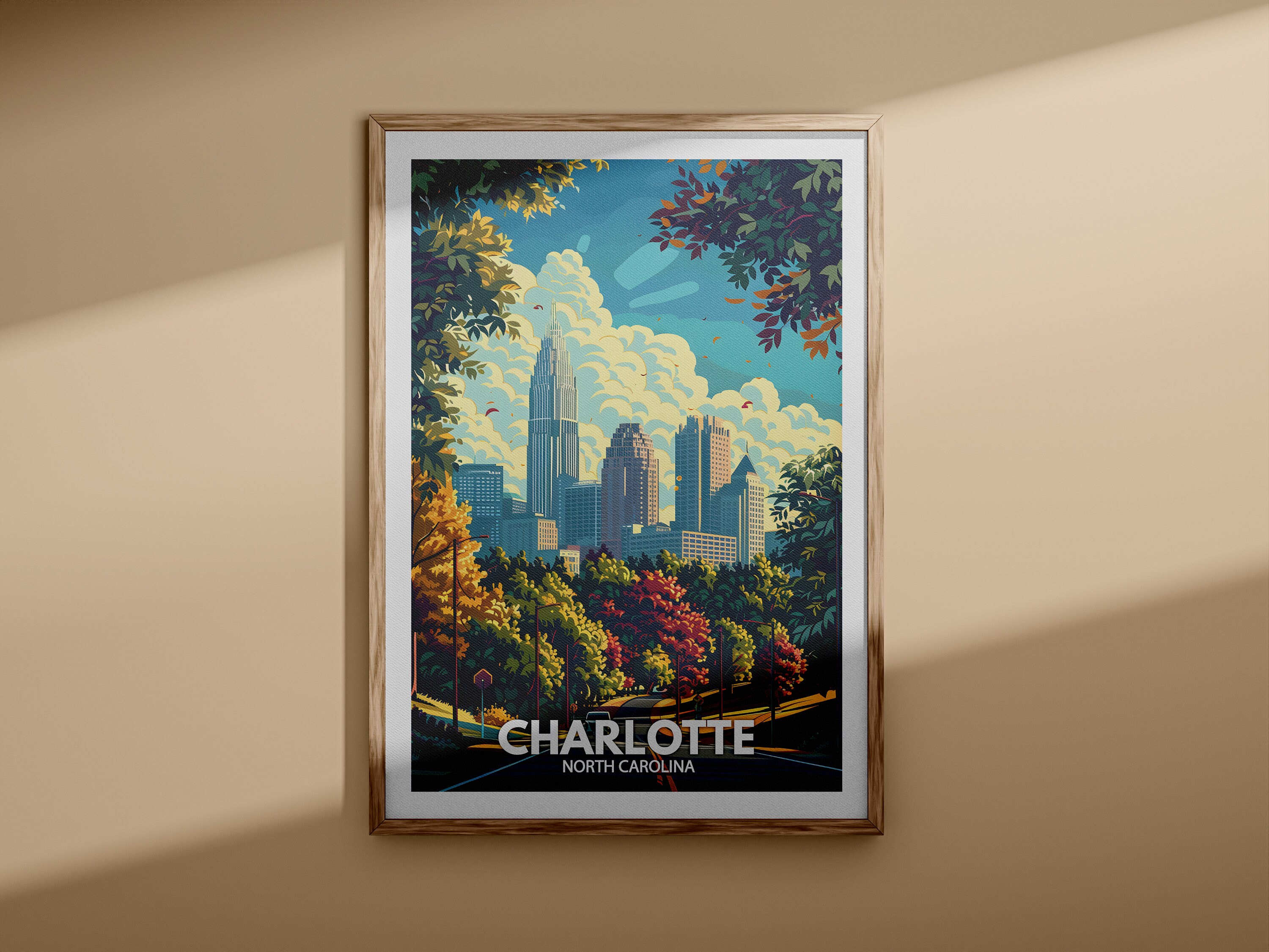 Charlotte Print - Charlotte Travel Poster / North Carolina Wall