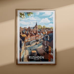 Rushden Print - Rushden Travel Poster / England Wall Art Print ...