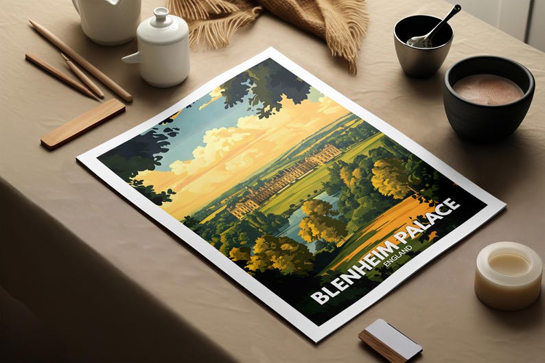 Blenheim Palace Print Blenheim Palace Travel Poster / England Wall Art
