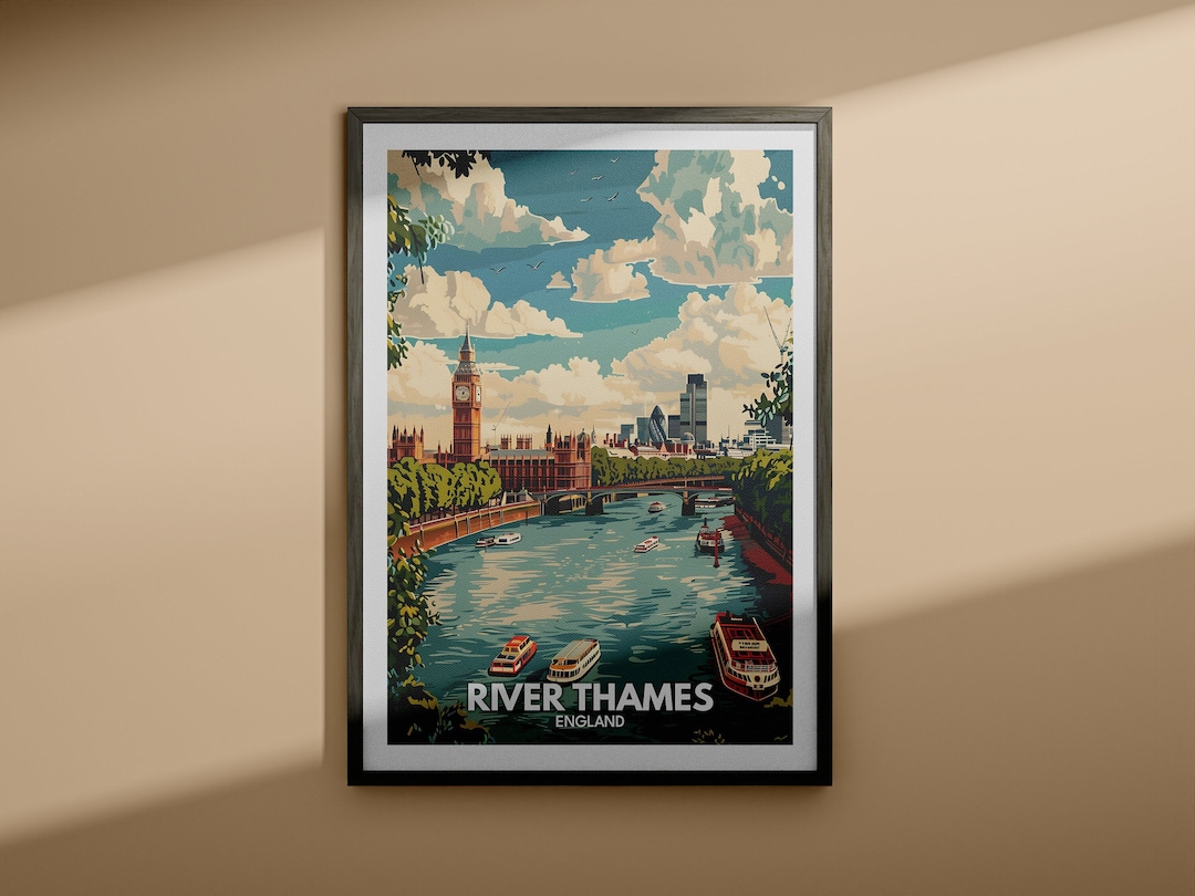 thames-print-river-thames-poster-england-river-art-england-travel