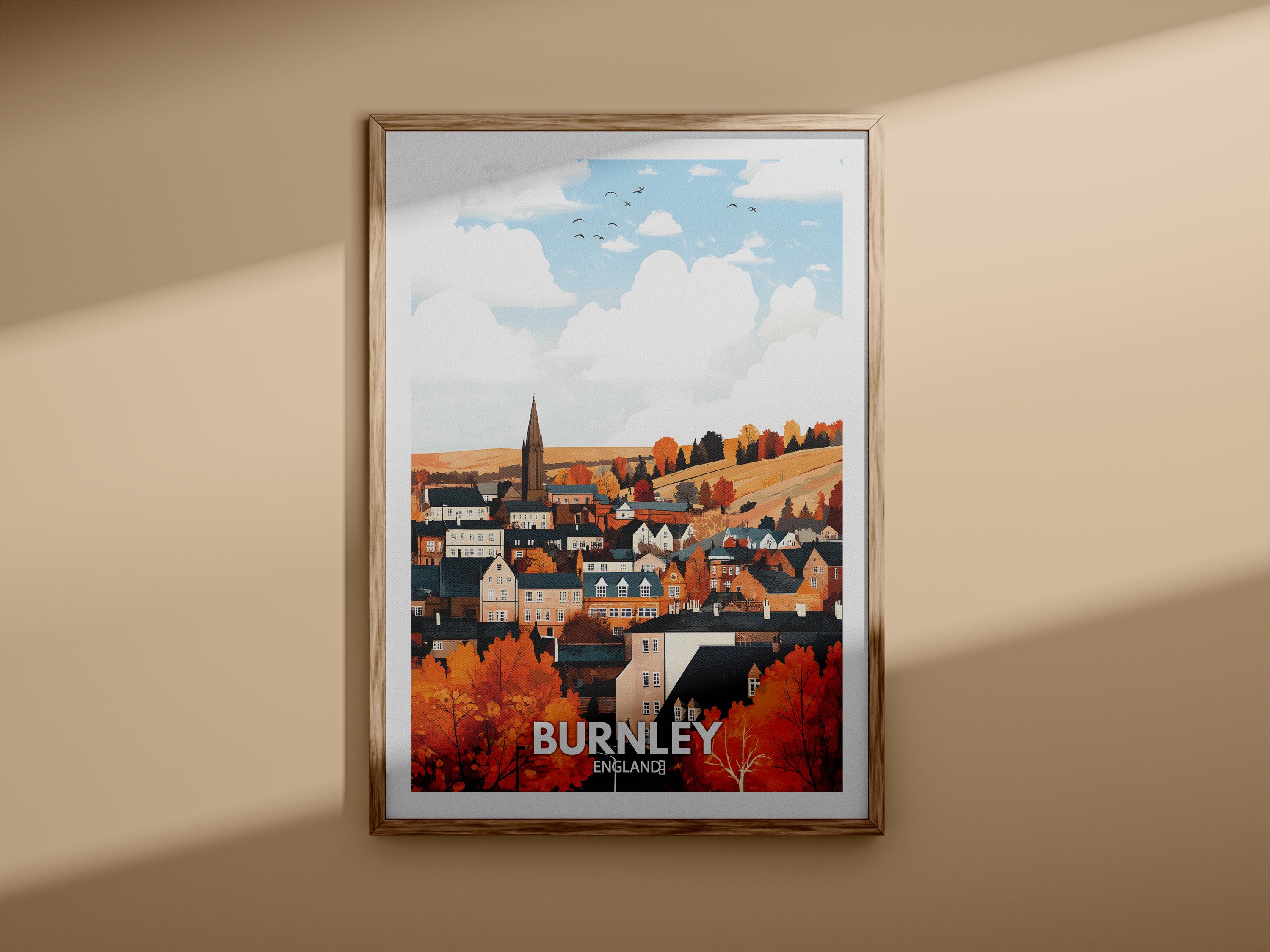 バーンリー プリント - バーンリー旅行ポスター / イングランド