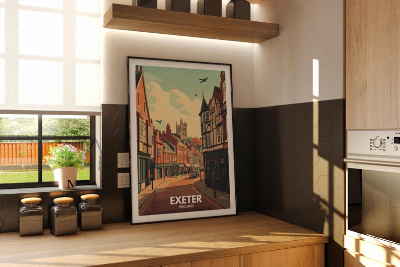 Exeter Art Print Exeter Travel Poster / England Wall Art Print