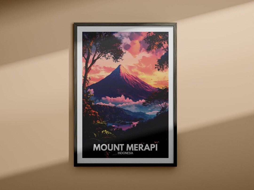 Merapi Print - Mount Merapi Poster / Indonesia Mount Art / Indonesia ...