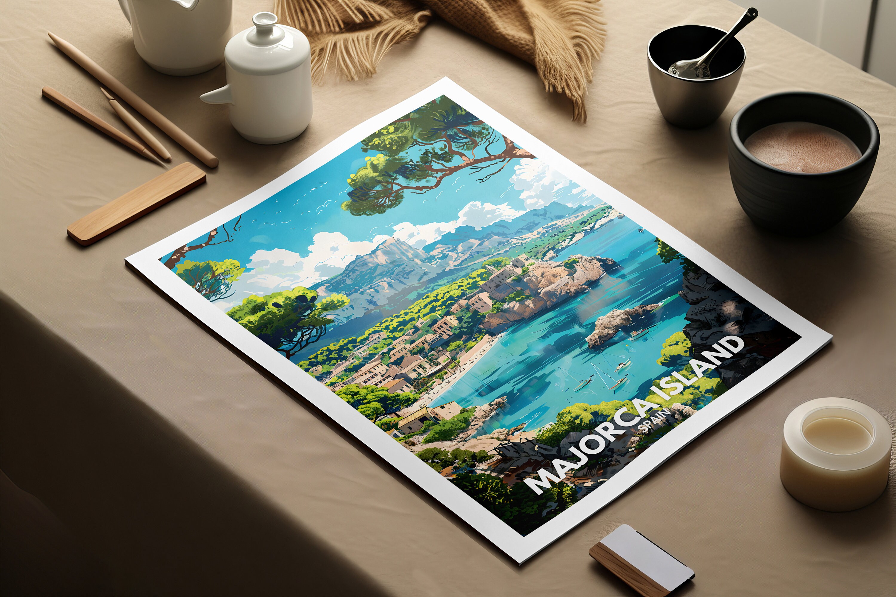 Majorca Print - Majorca Island Poster / Spain Island Art / Spain Travel ...