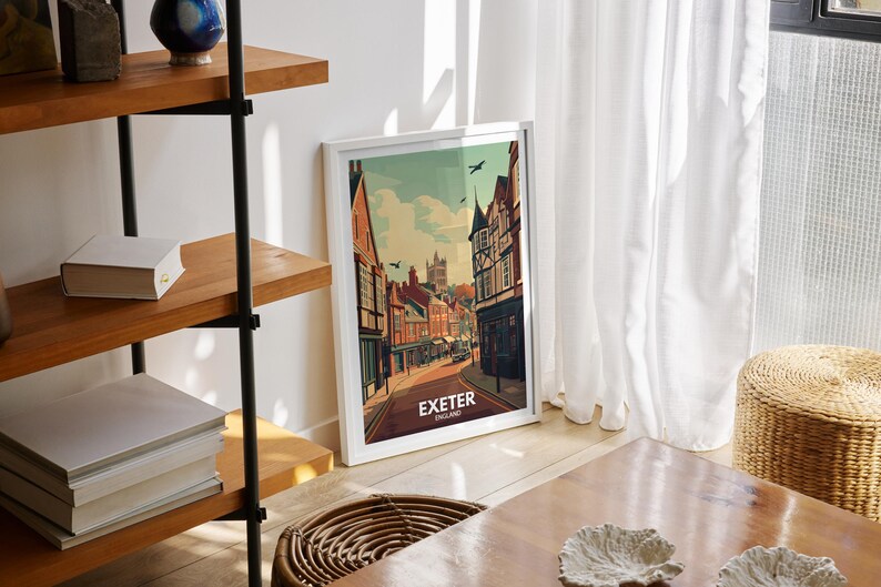 Exeter Art Print Exeter Travel Poster / England Wall Art Print