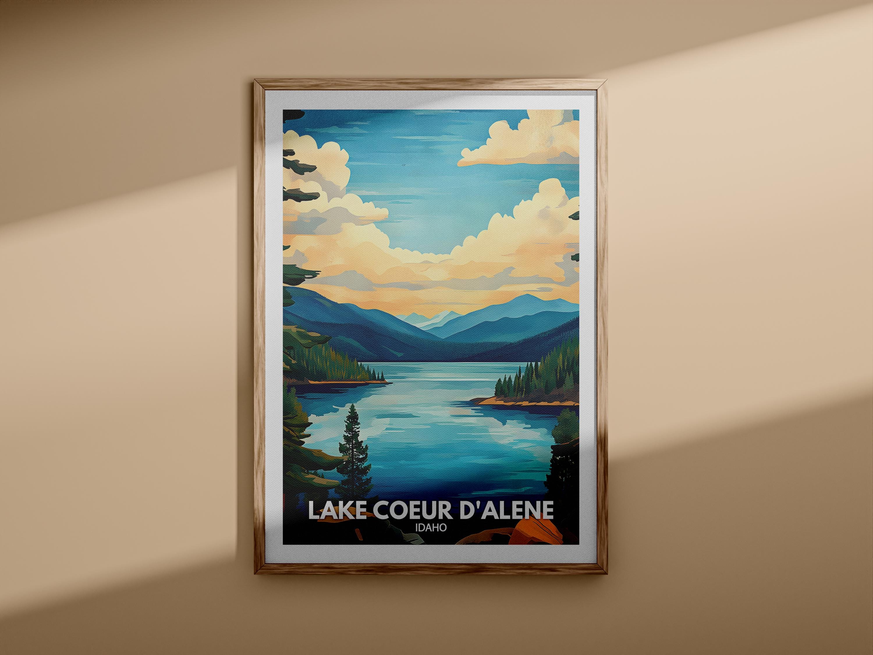Coeur D'alene Print - Lake Coeur D'alene Poster / Idaho Lake Art