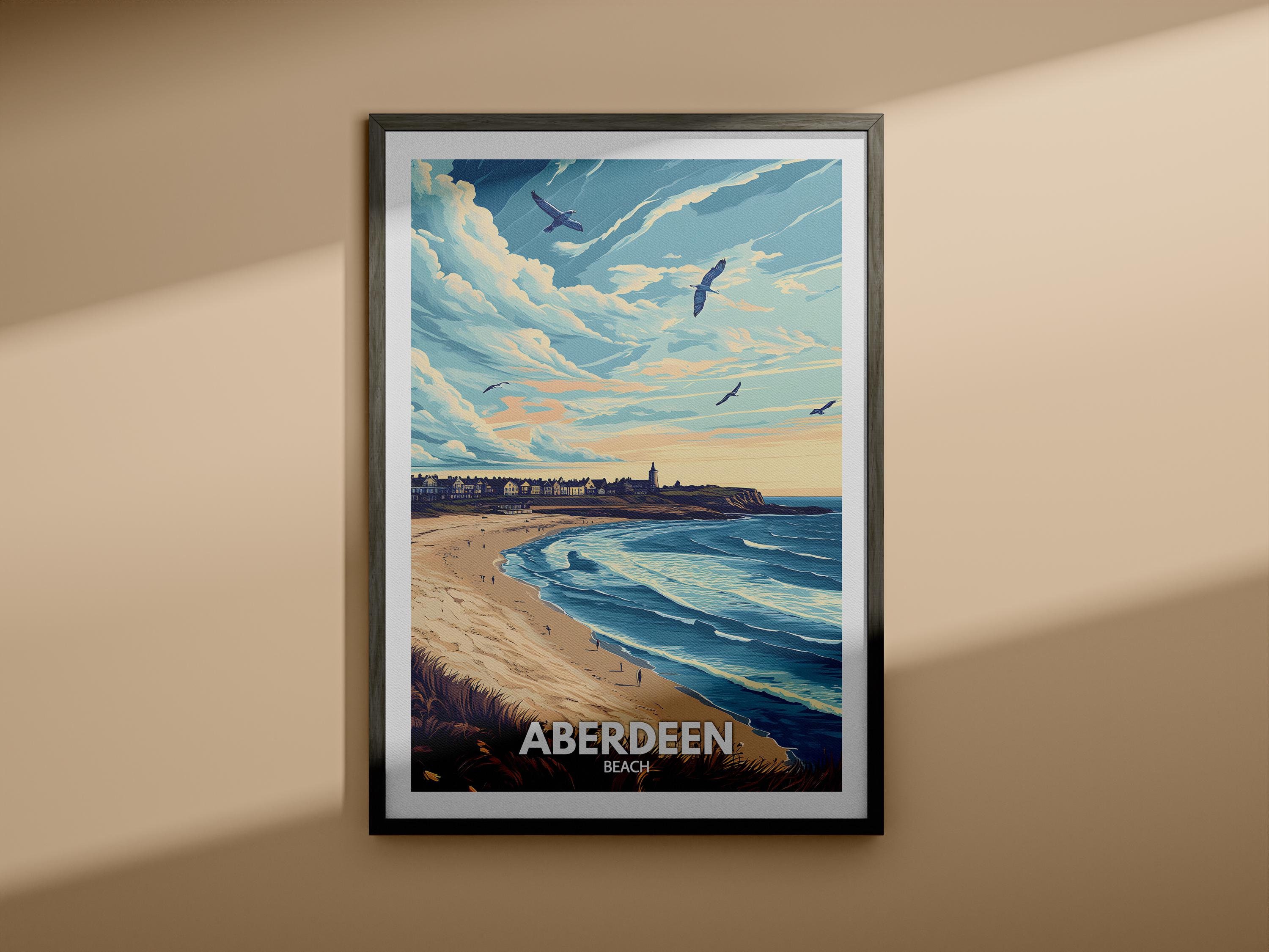 Aberdeen print - Aberdeen poster / Scotland beach art / Scotland  travel poster / Nature prints