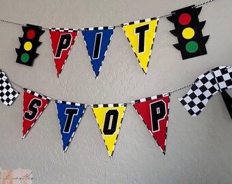 Blue Checkered Race Car Party Decorations - 3 Pack Triangle Banners, 9.8 Ft Each, For Racing Theme Birthday - View #9