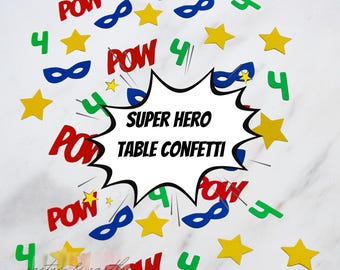 Superhero Table Confetti | Comic Book Party Decor | Super Hero Birthday Decorations | Pow Zap Boom Confetti | Kids Superhero Party Supplies
