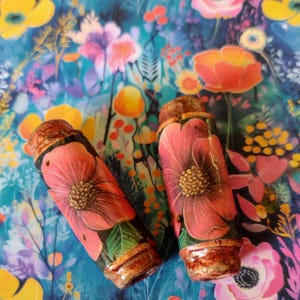 Large, stunning, coral blooms, handcrafted, hand painted and decorated paper bead beauties, created for your artistic designs and artwork.