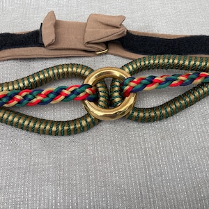 Vintage Braided Trim Adjustable Belt Fabric Velro closure 37&quot;
