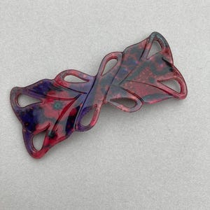 Vintage floral French barrette colorful pink purple acrylic cutout hair clip