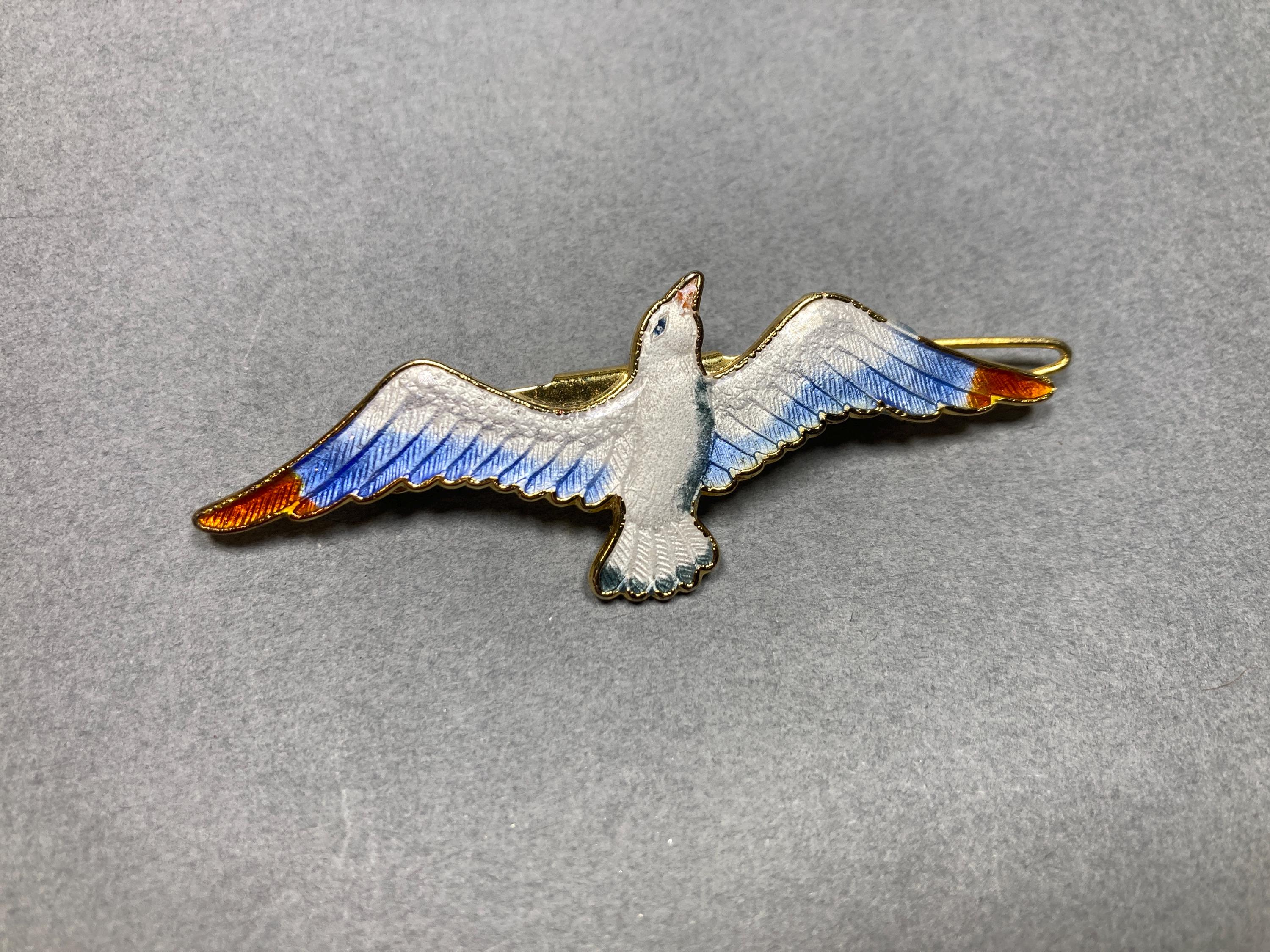 Vintage Swallow Cloisonné Enamel Barrette 1970 main image 3