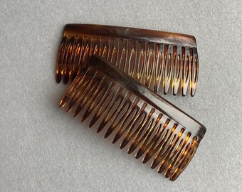 Vintage Faux Tortoise French Hair Comb Set: Made in France  display picture 2