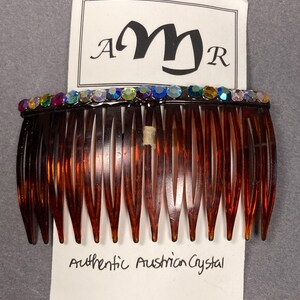 VTG Hair Comb Faux Tortoise Red Stones Antique Tortoise Shell Comb - Etsy main image 4