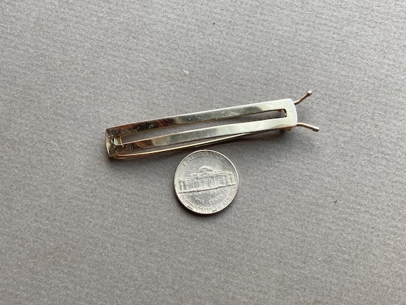 Vintage Open Rectangular Barrette Light Gold Tone… - image 5