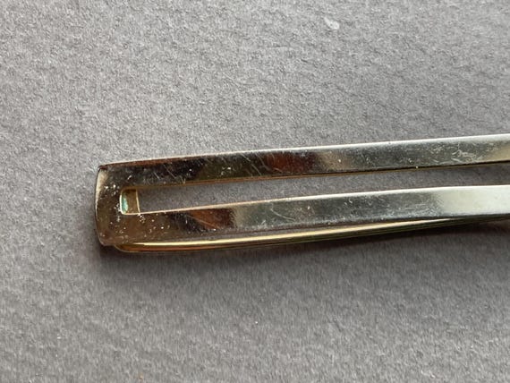 Vintage Open Rectangular Barrette Light Gold Tone… - image 3