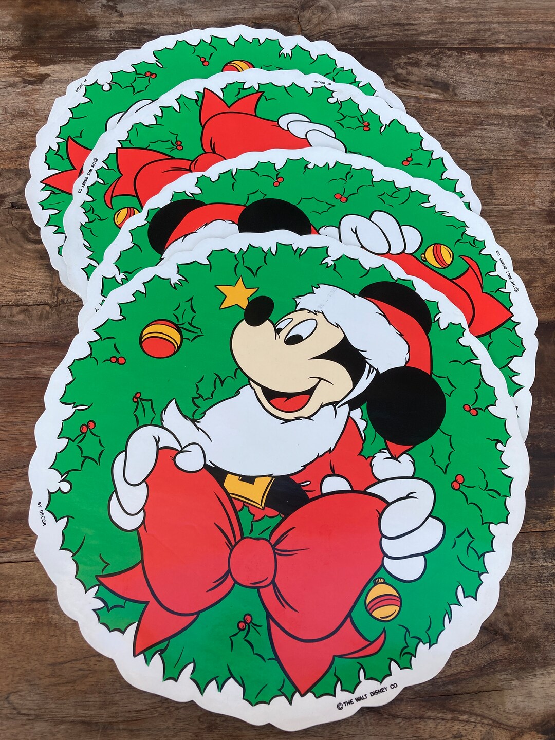 Vintage Disney Placemats Round Mickey Mouse Wreath and Bow Etsy