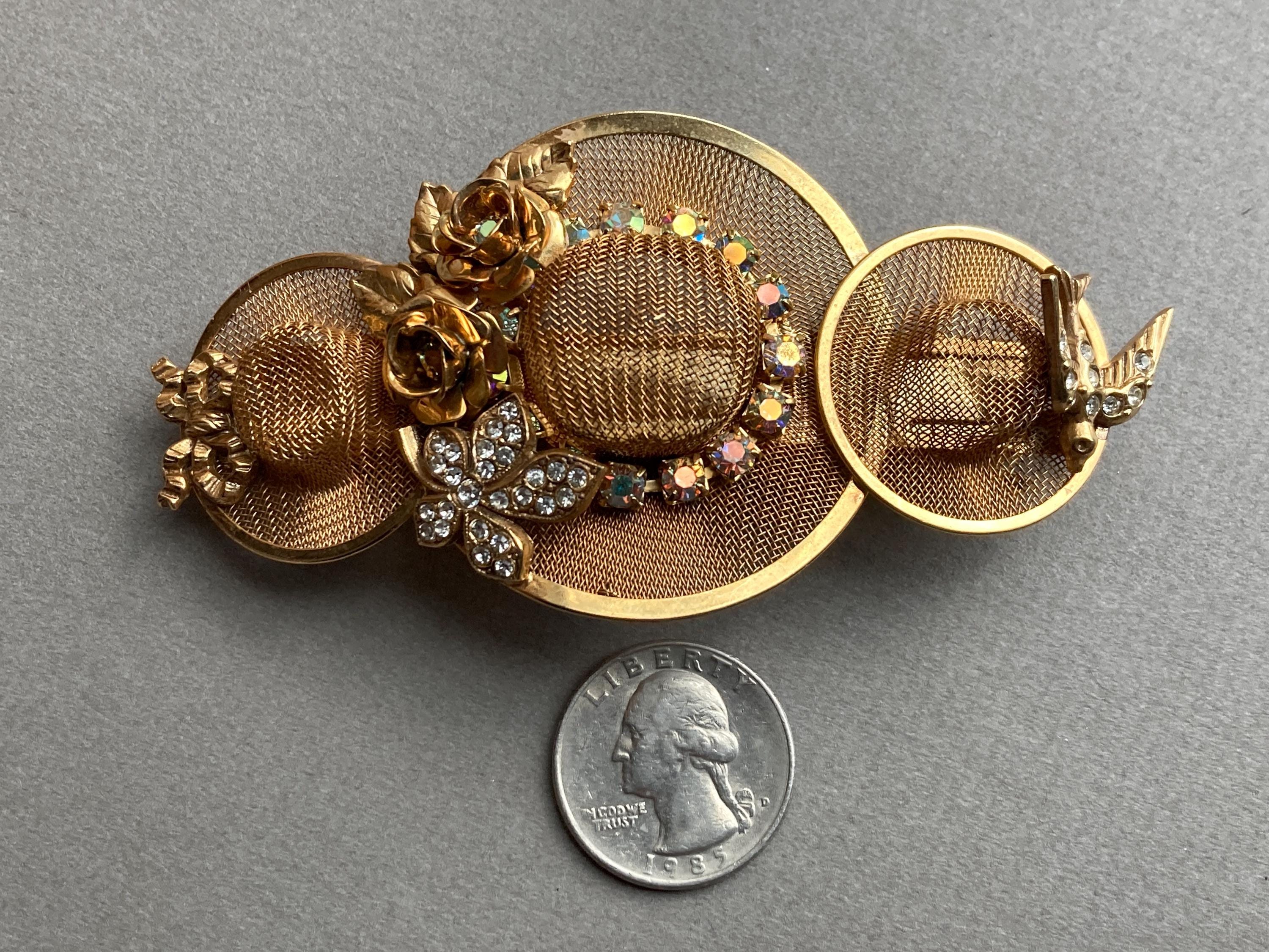 Kirks Folly Silver-Tone Floral Hair Barrette Vintage Kirks Folly Barrette Clear Rhinestone Crystal  main image 3