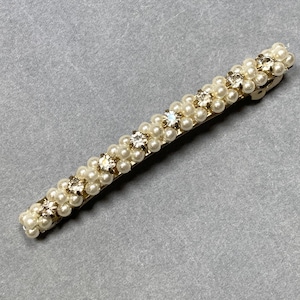 Vintage Faux Pearl Rhinestone Barrette: Bridal Hair Accessory NOS