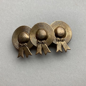 Vintage Gold Bonnet Barrette Stamped Hat Hair Clip