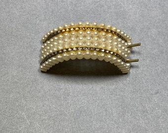 Vintage Colette Malouf Gold Tone Faux Pearl Barrette Hair Clip Made in‎ France Pearl Acrylic Fashion Hair & Head Jewelry for sale | eBay main image 3