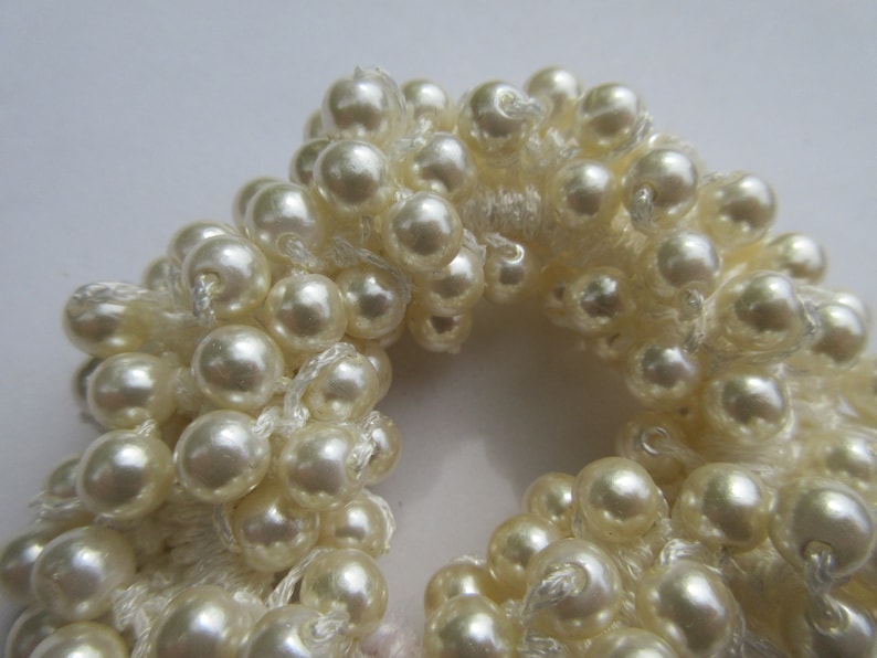Ivory faux pearl hair tie simple bead elastic wedding bridal evening