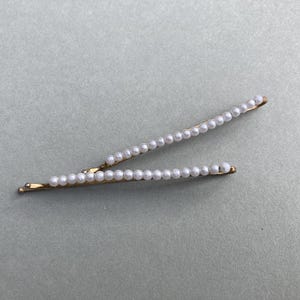Vintage Faux Pearl Bobby Pin Set White Beaded Hair Pin Pair