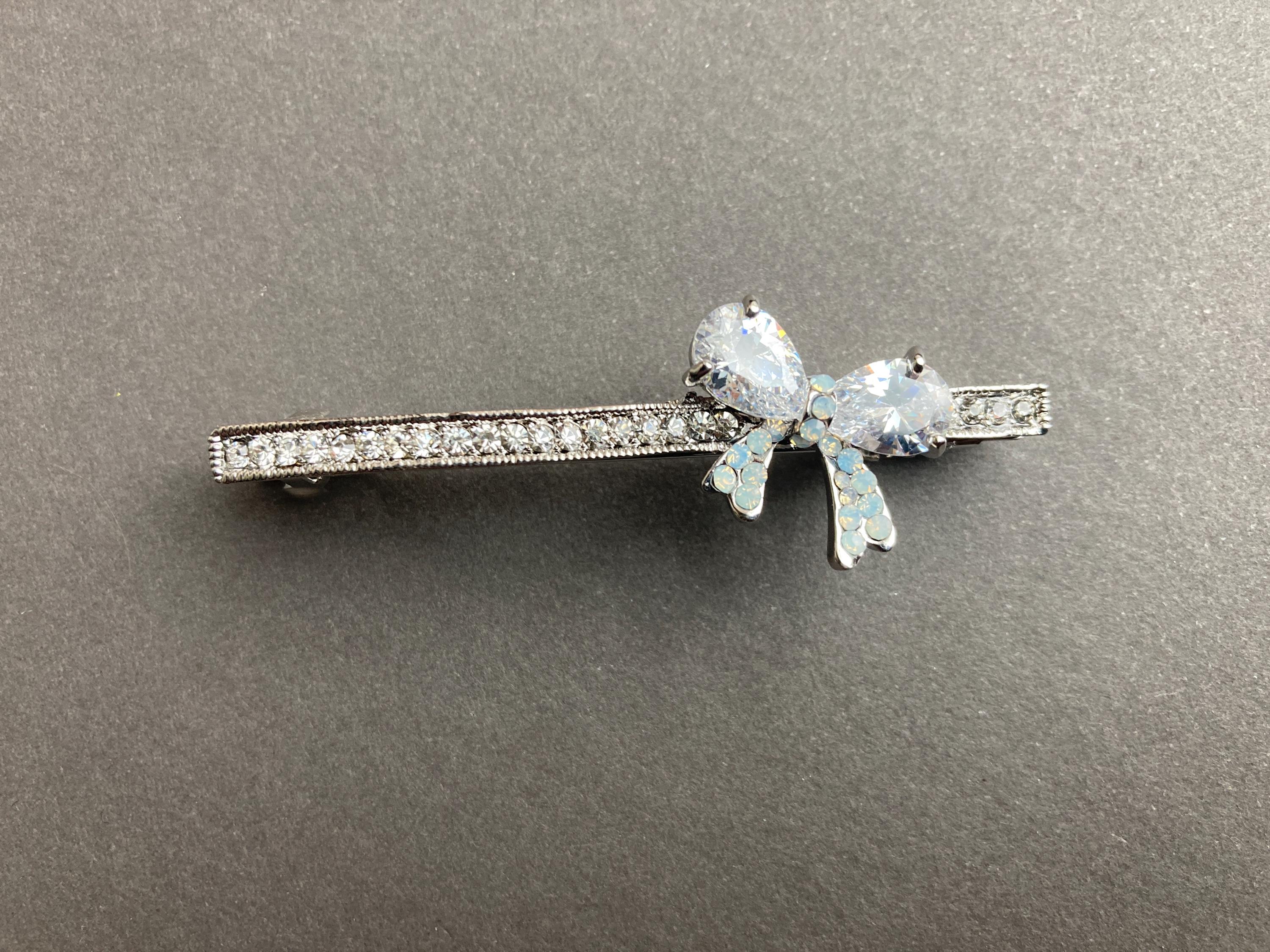 Vintage CZ Rhinestone Bow Barrette Formal Thin Hair Clip - Etsy