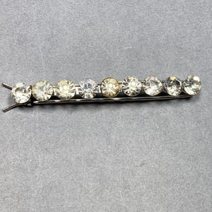 Long vintage rhinestone Bar barrette dressy sparkly clear Stone hair clip