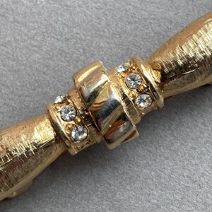 Vintage Sculpted Rhinestone Bar Barrette Gold Tone Metal Etched Clip image 3