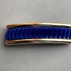 Vintage Navy Blue & Gold Barrette: Wide Metallic Hair Clip NOS