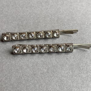 Vintage Rhinestone Bobby Pins: Silver Tone Hair Pin Set