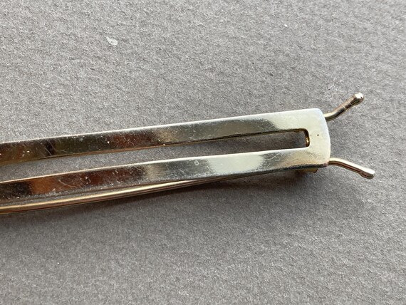 Vintage Open Rectangular Barrette Light Gold Tone… - image 4