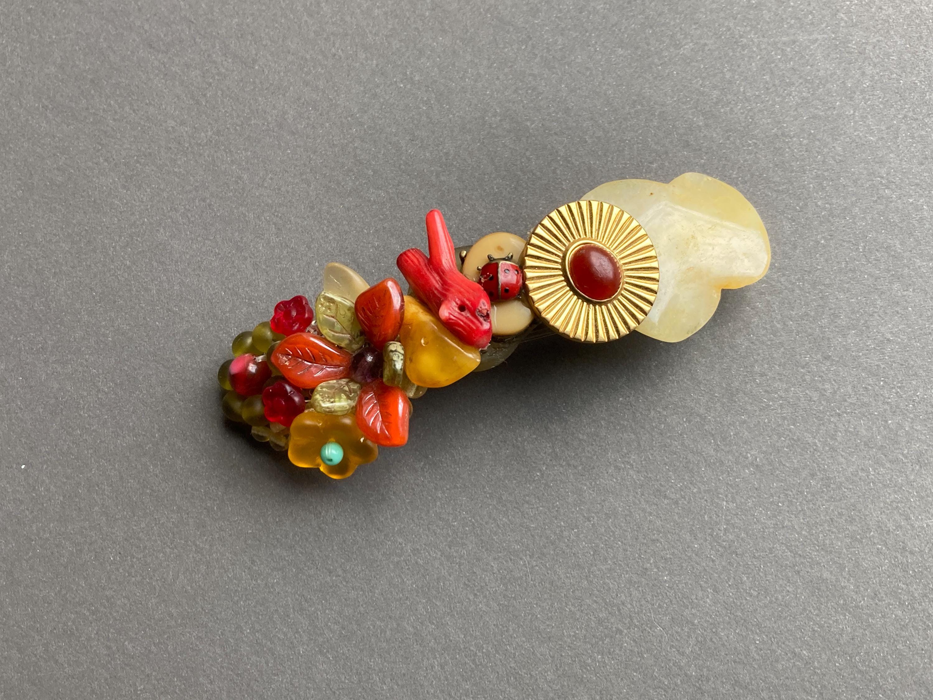 Coral Beads Hair Clip - Etsy display picture 2