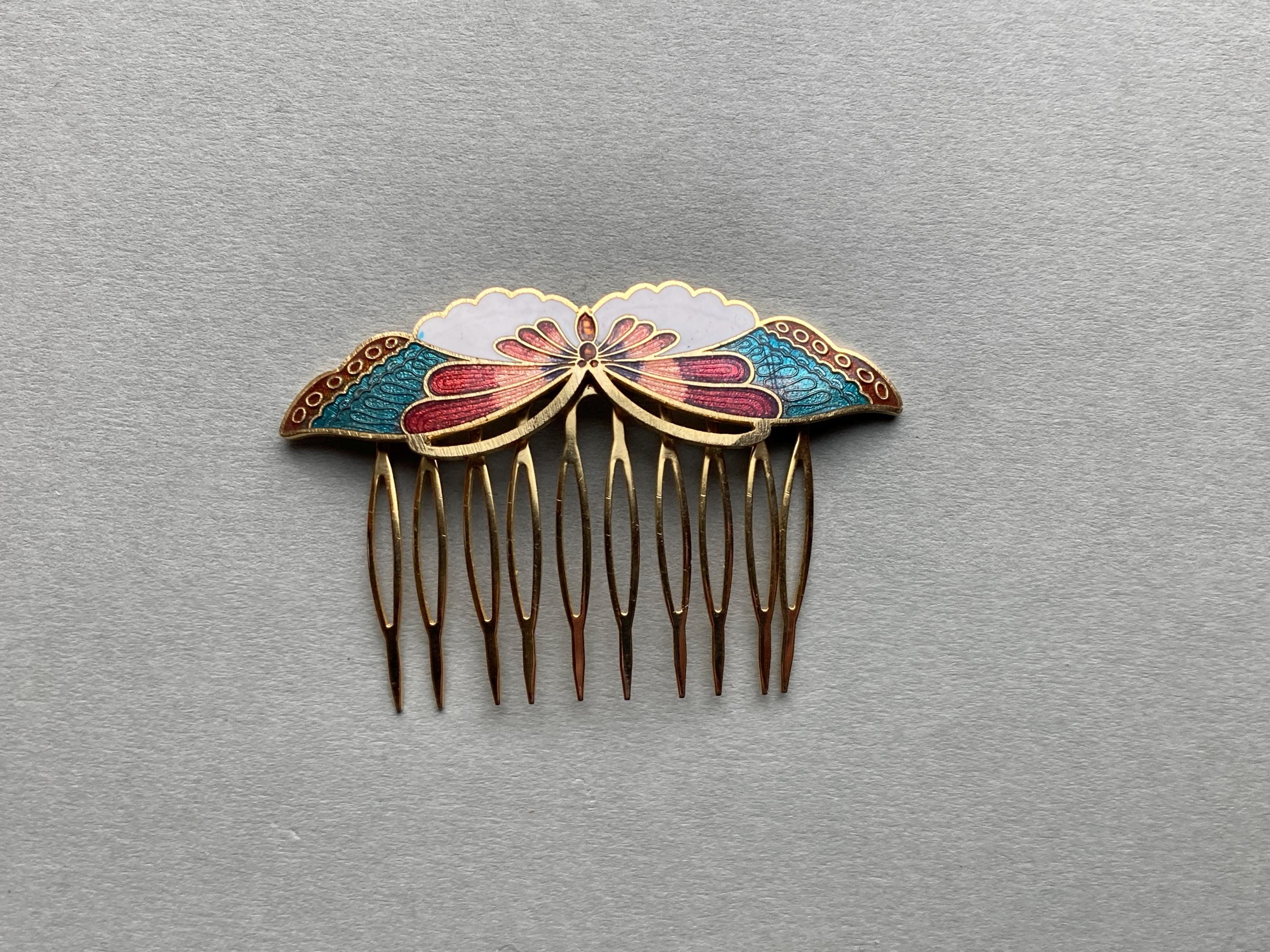 Cloisonne Butterfly Hair Comb - Etsy