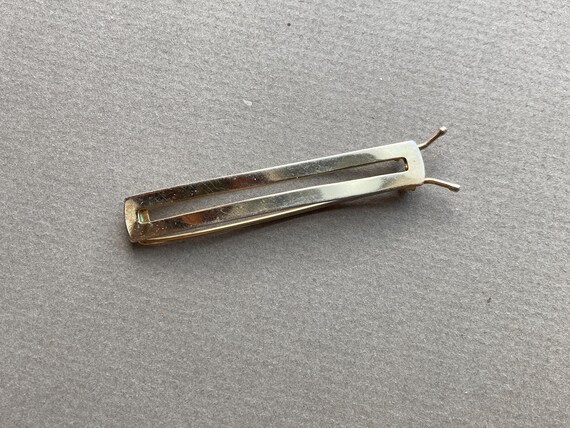 Vintage Open Rectangular Barrette Light Gold Tone… - image 1