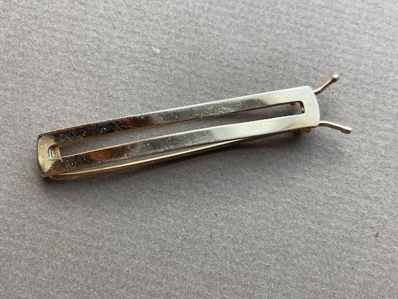 Vintage Open Rectangular Barrette Light Gold Tone… - image 2