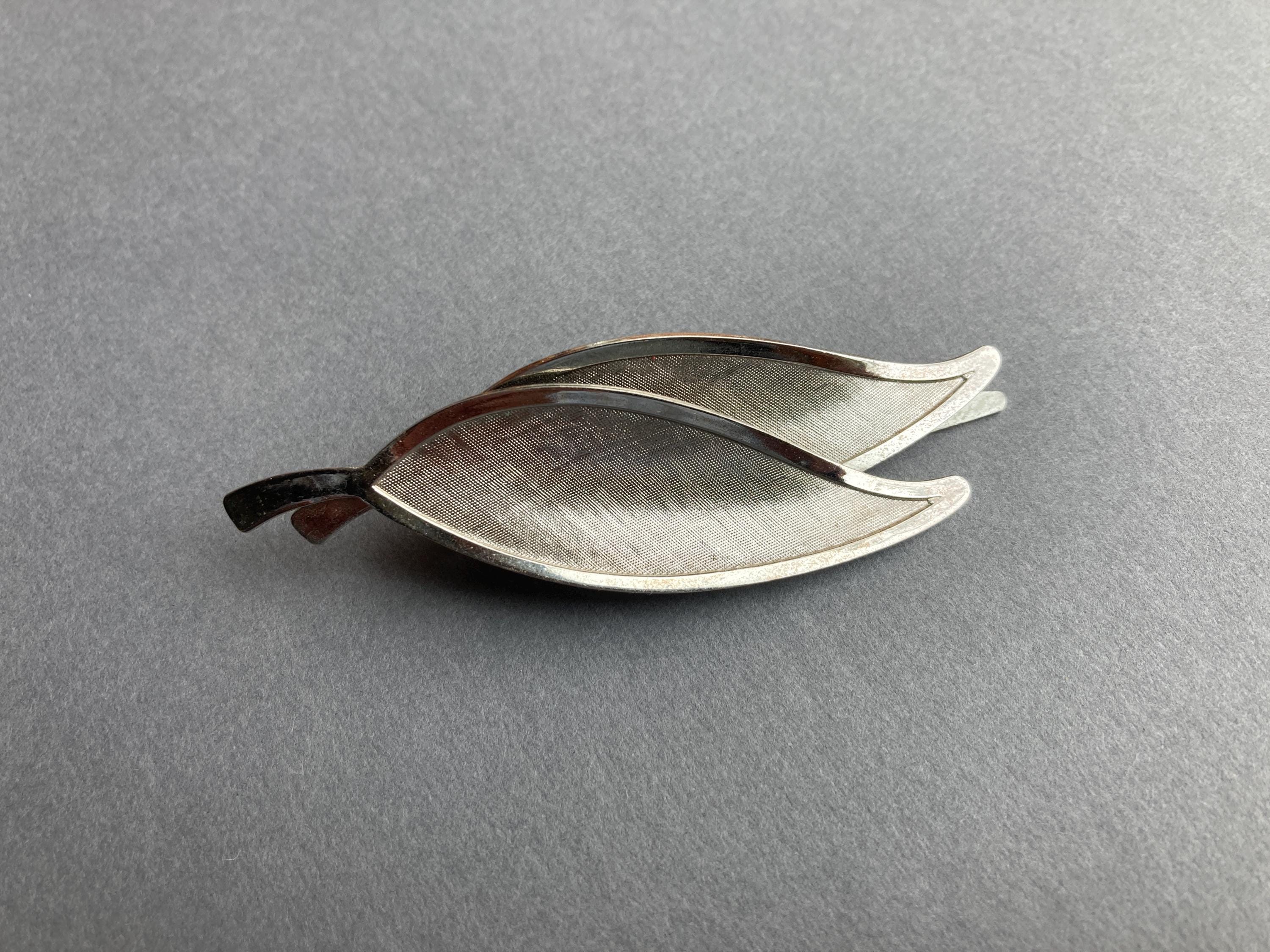 Vintage Art Deco Leaf Hair Clip: Etched Silver Barrette - Etsy