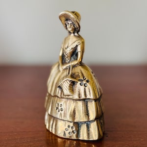Vintage Solid Brass Lady Bell – Victorian-Style Southern Belle Desk or Dinner Bell