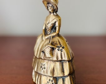 Vintage Solid Brass Lady Bell – Victorian-Style Southern Belle Desk or Dinner Bell