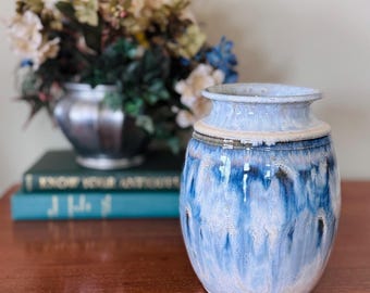 Handmade Blue Drip Glaze Pottery Vase by Joe Chomyn (8-inch)
